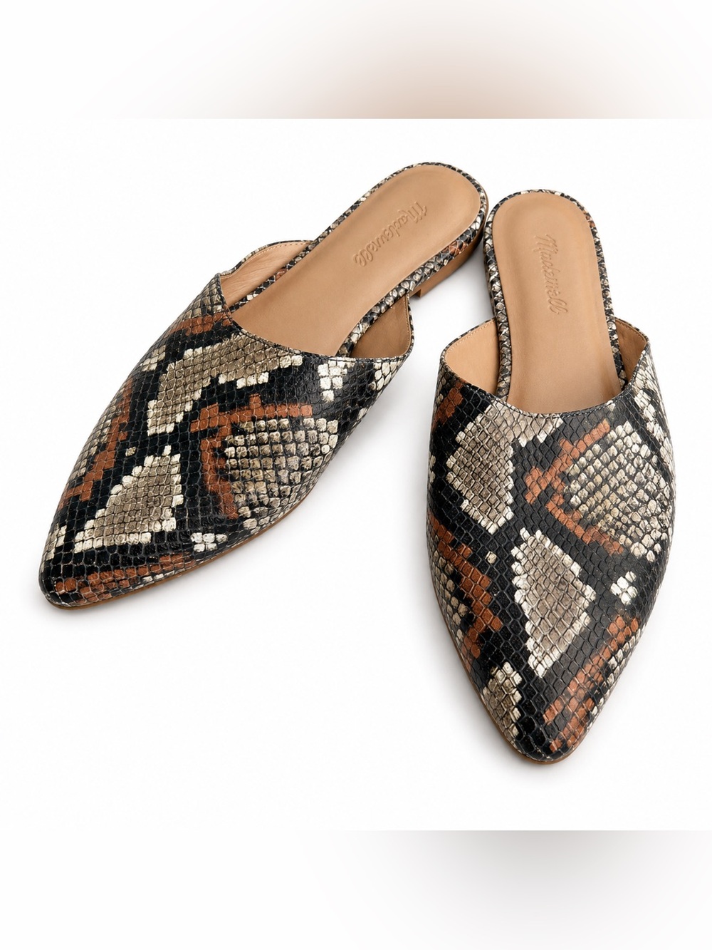 Madewell Snakeskin Pattern Mules – Chic Slip-On Flats - Picture 1 of 4